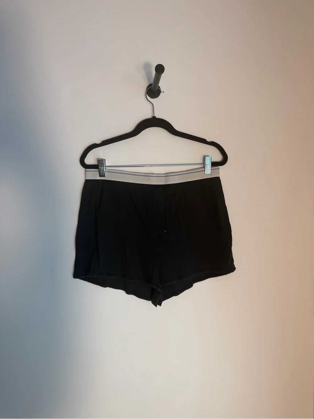 SKIMS Black Lounge Shorts with White Logo Waistband